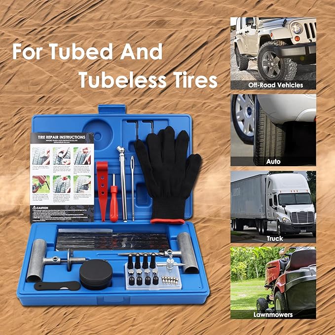 Tyre Repair Kit, Universal Repair Tool Kit to Fix Punctures and Plug Flats Tire - Image 5