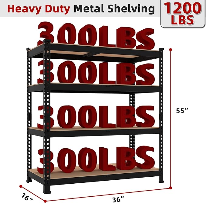 36" W x 16" D x 55" H Adjustable Garage Storage Shelves - Image 3