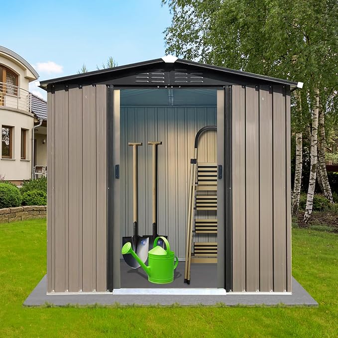 4 x 6 FT Metal Garden Shed, Outdoor Storage Shed - Image 3