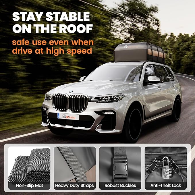 Asinking Car Rooftop Cargo Carrier Bag, 22 Cubic Feet Waterproof Roof Cargo Bag - Image 3