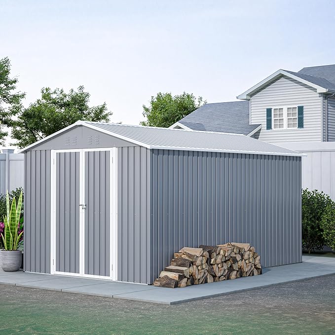 8x12 FT Outdoor Storage Shed, Metal Shed W/Floor, Garden Storage Shed W/ 1 - Image 5