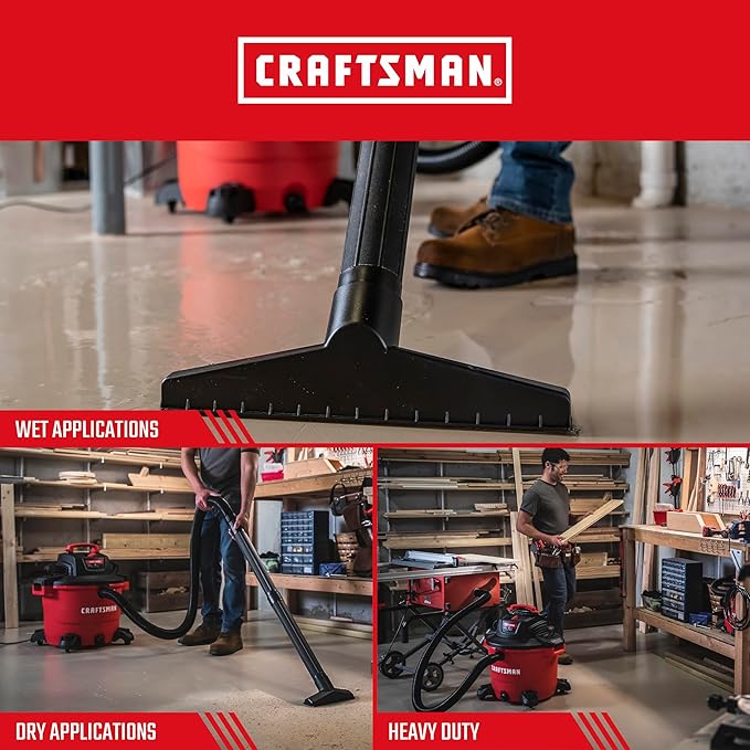 CRAFTSMAN CMXEVBE17595 16 Gallon 6.5 Peak HP Wet/Dry Vac, Heavy-Duty Shop Vacuum - Image 4