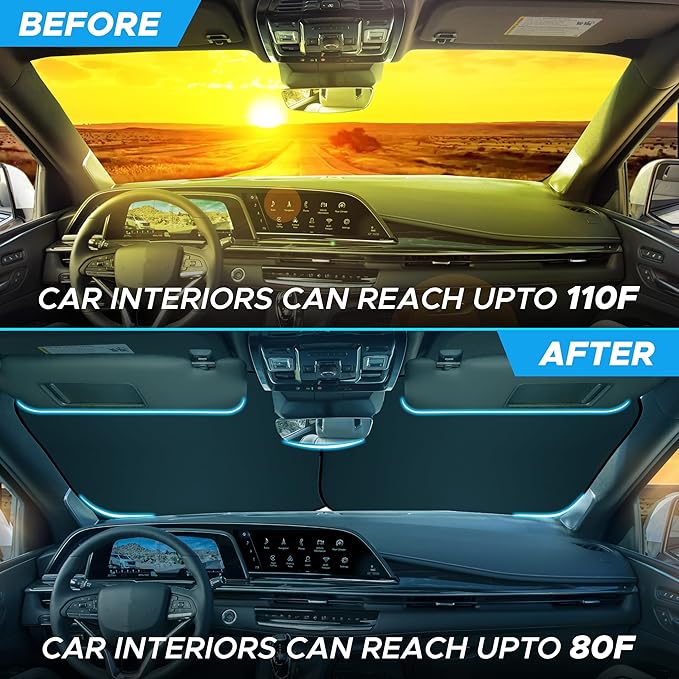 2 Piece Truck Windshield Sun Shade Foldable | Front Windshield Shade - Image 2