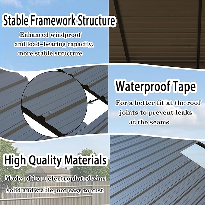 Heavy Duty Metal Carport 10x20 ft Galvanized Steel Carport Shelter - Image 5