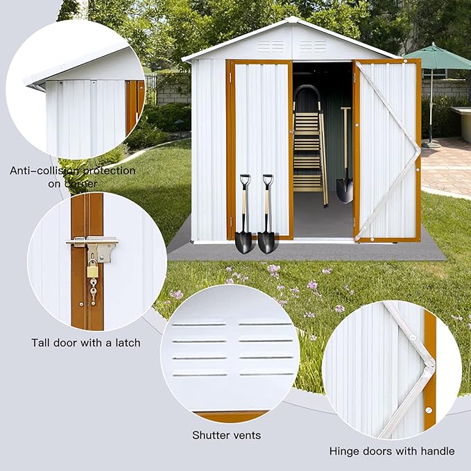 4x6 FT Outdoor Metal Storage Sheds - Image 2