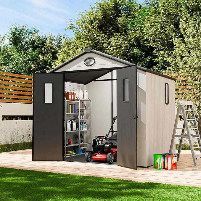 EAGLE PEAK 8x6 Resin Outdoor Storage Shed, Weatherproof Garden Shed by EAGLEPEAK
