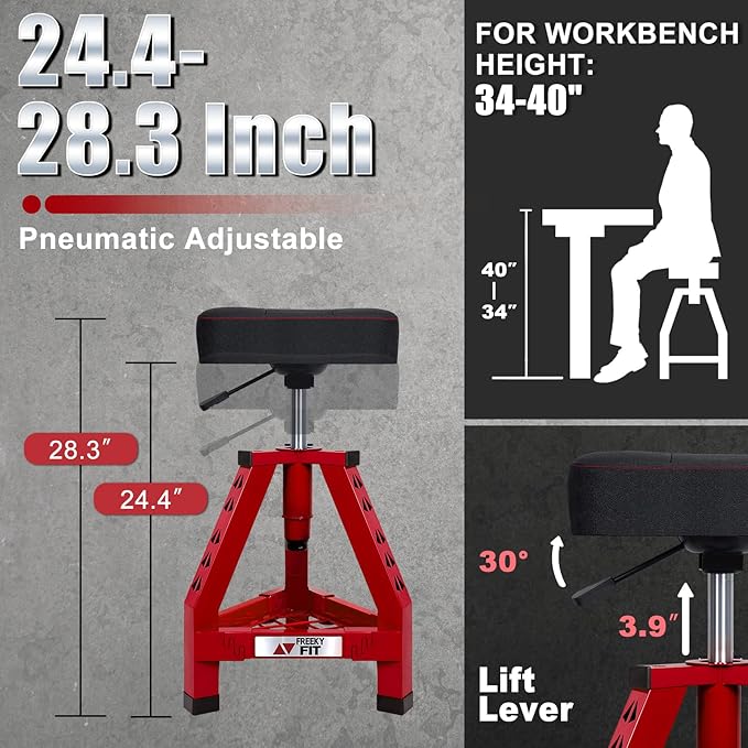 Adjustable Shop Stool, Garage Mechanic Stool Chair, Work Seat - Image 2