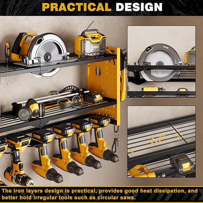 Power Tool Organizer Wall Mount, Cordless Drill Hanger Storage Rack 8 Drill - Image 5