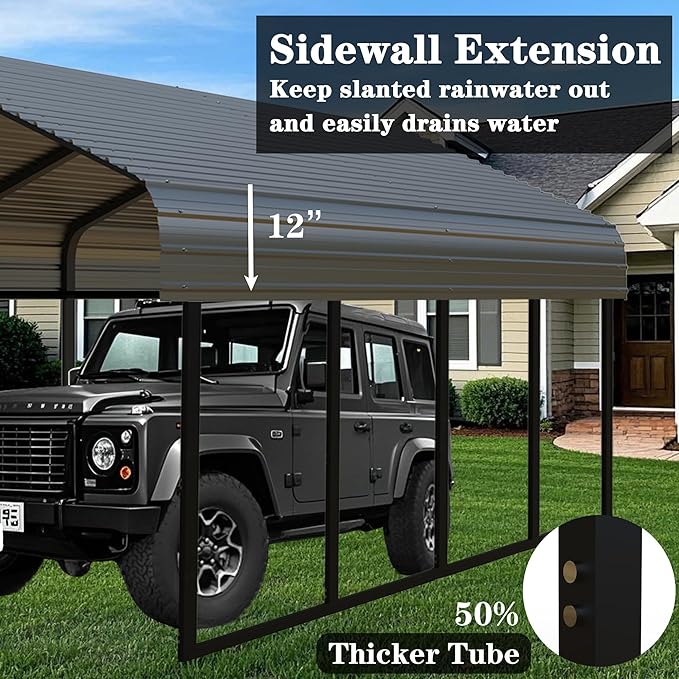Heavy Duty Metal Carport 20x20 ft Galvanized Steel Frame RV Carport Storage All - Image 4