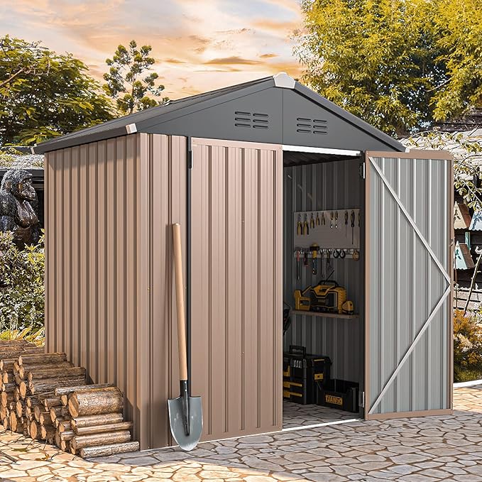 AECOJOY 6' x 4' Storage Shed, Metal Sheds & Outdoor Storage Clearance, Utility by AECOJOY