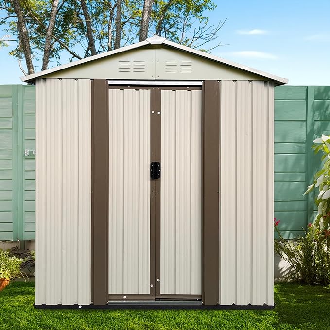 5X3 FT Outdoor Storage Shed, Waterproof Metal Garden Sheds w/Lockable Sliding - Image 2