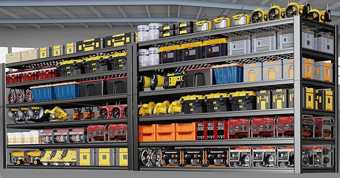 67" W Garage Shelving Heavy Duty, Adjustable 6 Tier Metal Shelves, Commercial by PMKES