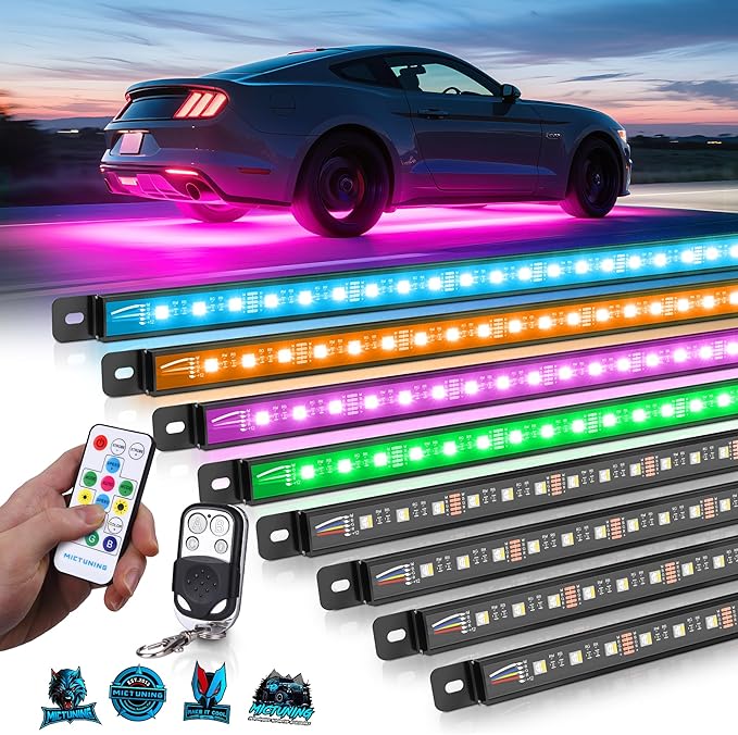 MICTUNING U8 RGBW Underglow LED Light Bars 888 Ultra-Bright LEDs, Dual Remotes by MICTUNINGINC