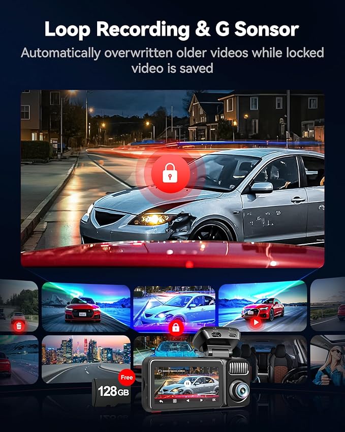 REDTIGER F17 Elite 4K 3 Channel Dash Cam, STARVIS 2 IMX678 & IMX675, 128GB Card - Image 7