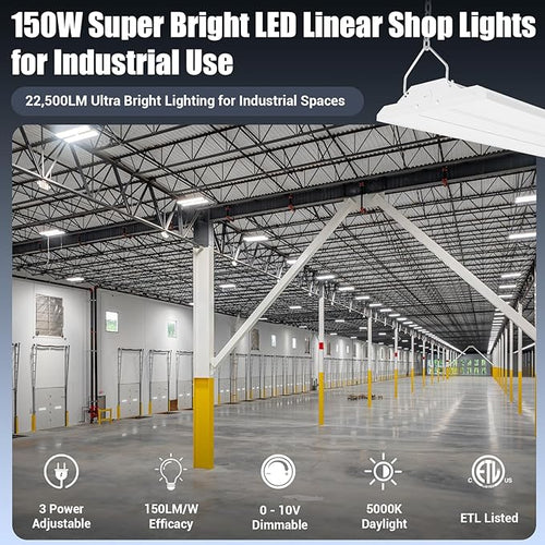150W 2 Pack 2FT LED Linear High Bay Shop Light Fixture, Indoor Area Workshop - Image 2