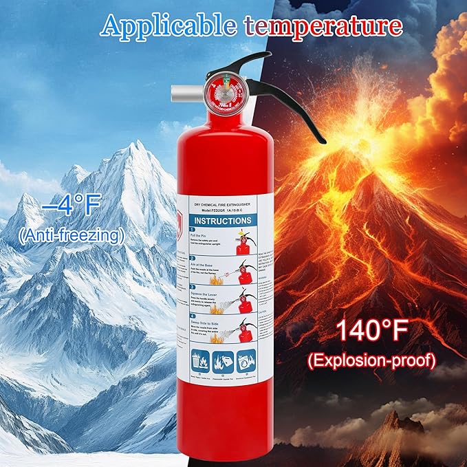 1 Pack Dry Chemical Fire Extinguisher 2.5 lb ABC, Boat Use, 1A:10B:C Rating - Image 2