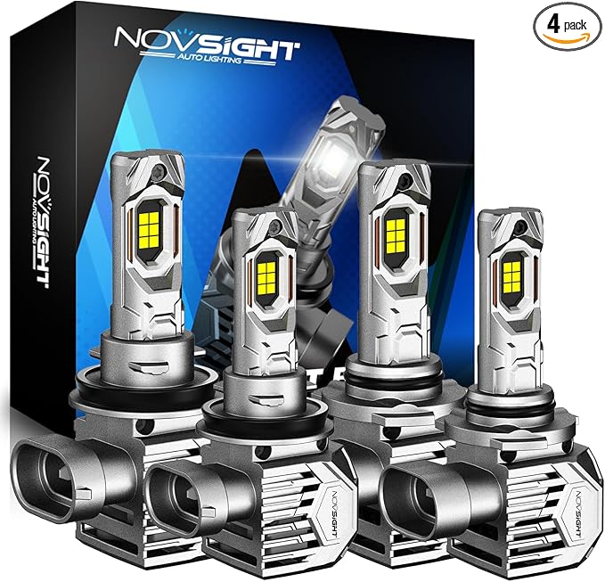 NOVSIGHT H11 9005 LED Fog Light Bulbs, 100000 Lumens, 6500K Cool White Light by NOVSIGHT