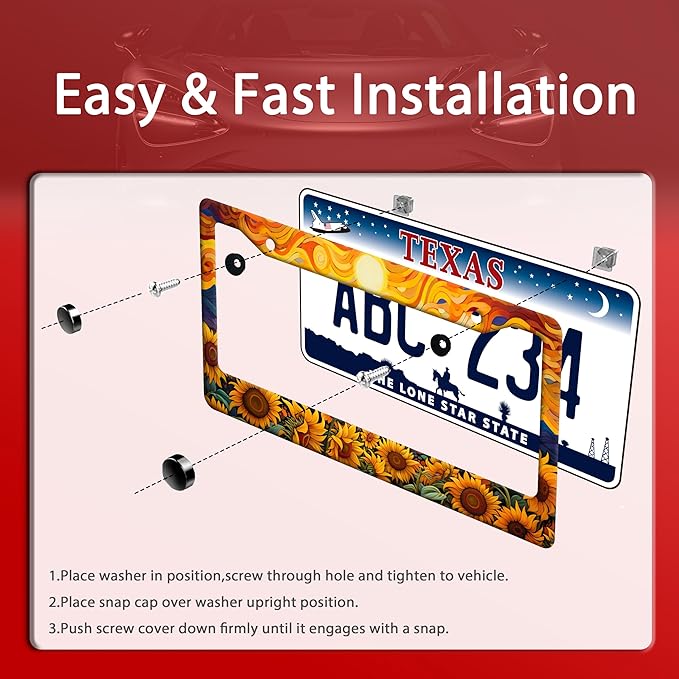 Sunflower Sun License Plate Frame Funny Yellow Flower License Plate Frames - Image 3