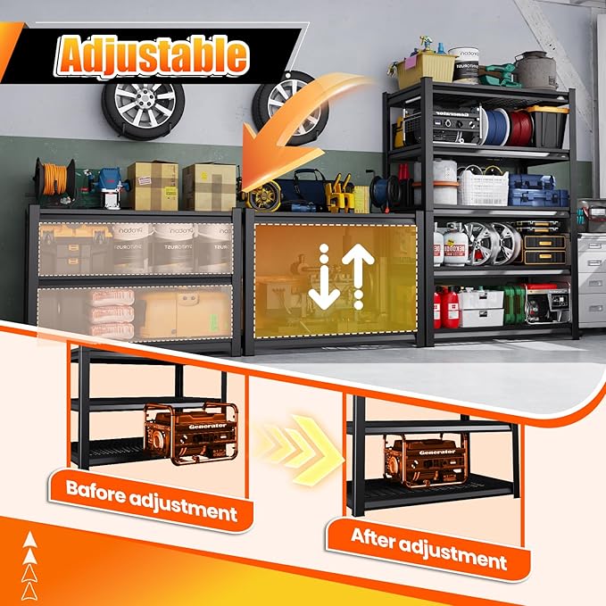 Large Garage Shelving, 5-Tier Garage Storage Shelves 3000LBS Heavy Duty - Image 8