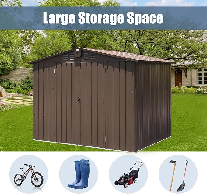 Domi Outdoor Storage Shed 8.2' x 6.2', Metal Steel Utility Tool Shed Storage - Image 9