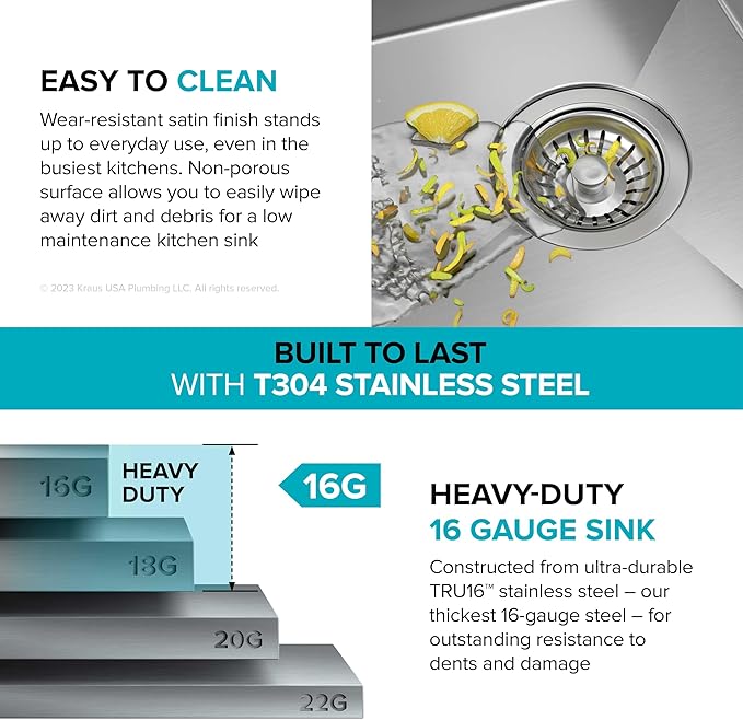 KRAUS Kore 32-Inch Undermount Workstation 16 Gauge Single Bowl Stainless Steel - Image 9