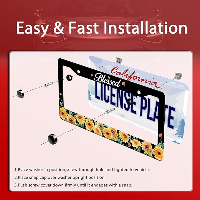 Watercolor Sunflower License Plate Beautiful Floral License Plate Stainless - Image 3