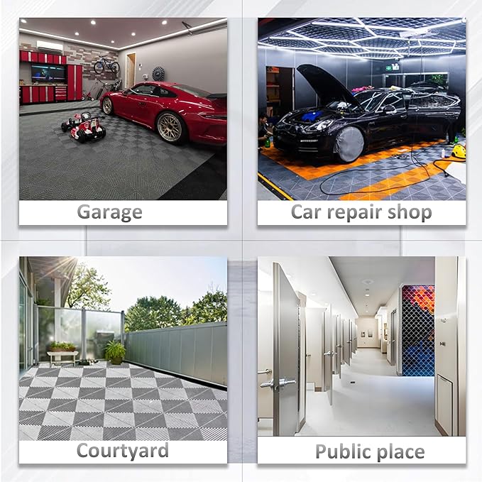 12 Pack 16"x 16"Interlocking Garage Floor Tiles, Modular Drainage Floor Mat - Image 7