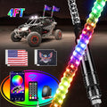 Nilight 2PCS 4FT RGB LED Whip Lights, Remote App Control w/DIY Chasing Patterns by Nilight