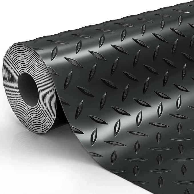 4x6 FT Garage Floor Mat, Thickned Diamond Plate Garage Flooring Roll 24sqtt PVC by Unknown