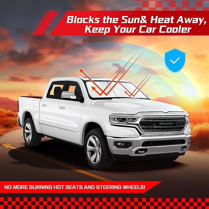 ARISMOTOR Windshield Sun Shade for Dodge Ram 1500 2019-2025 2026, Custom Fit - Image 7