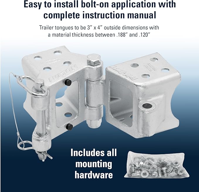 Fulton HDPB340101 Bolt On Folding Trailer Tongue Swing Away Hinge Kit - Image 3