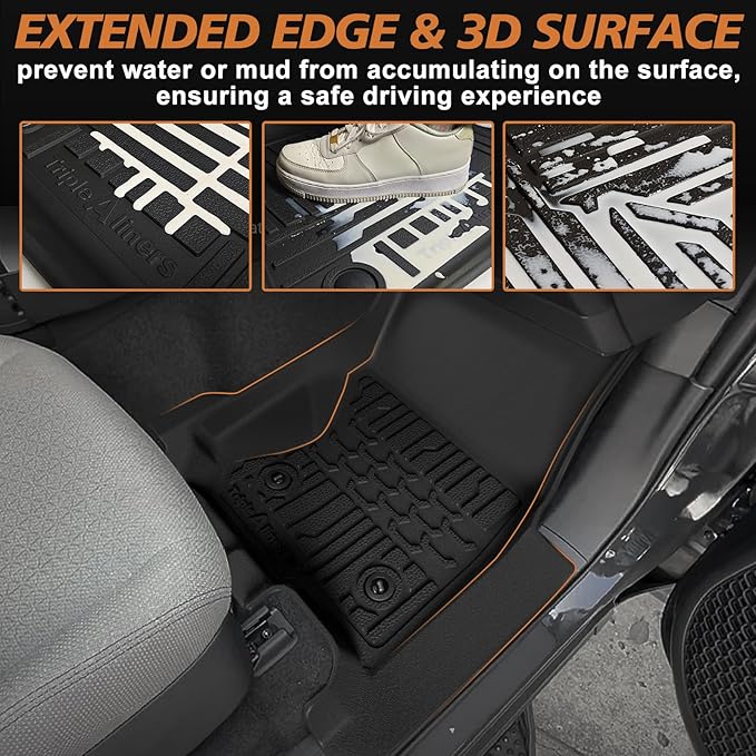 TripleAliners Floor Mats & Trunk Mat & Rear Seatback Cover All Weather TPE - Image 8
