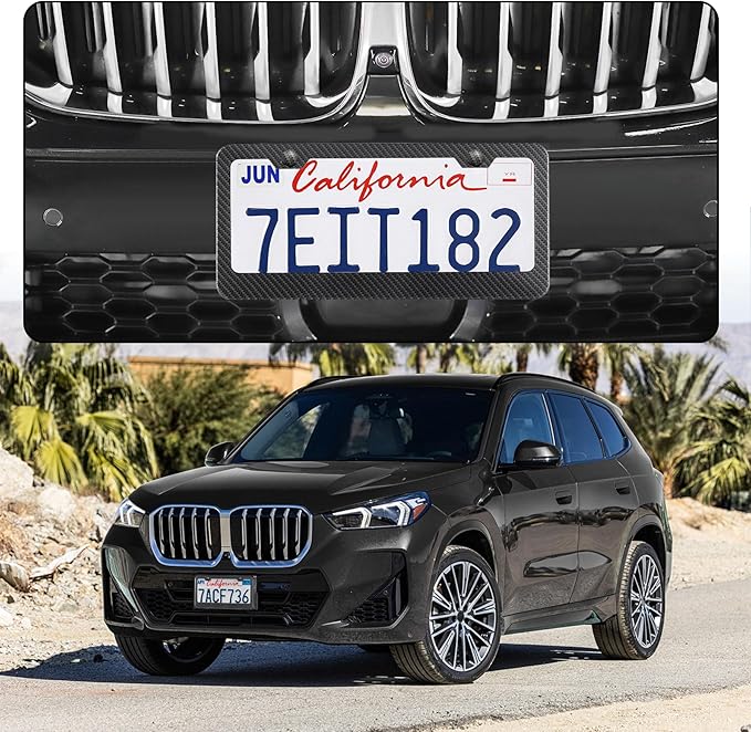 LivTee Carbon Fiber License Plate Frames, 2 Holes Stainless Steel License Plate - Image 2