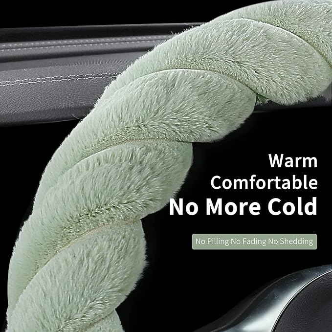 Luxury Fluffy Winter Car Steering Wheel Cover - Image 4