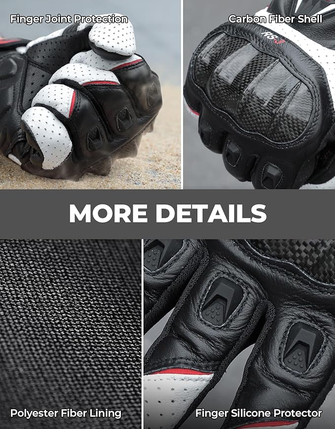 KEMIMOTO Sheepskin Leather Motorcycle Gloves - Image 3