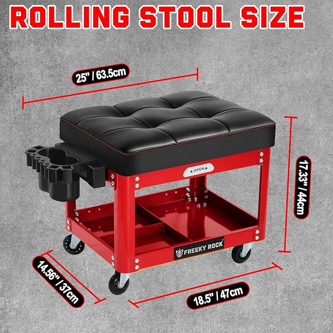 Rolling Mechanic Shop Stool - Image 2