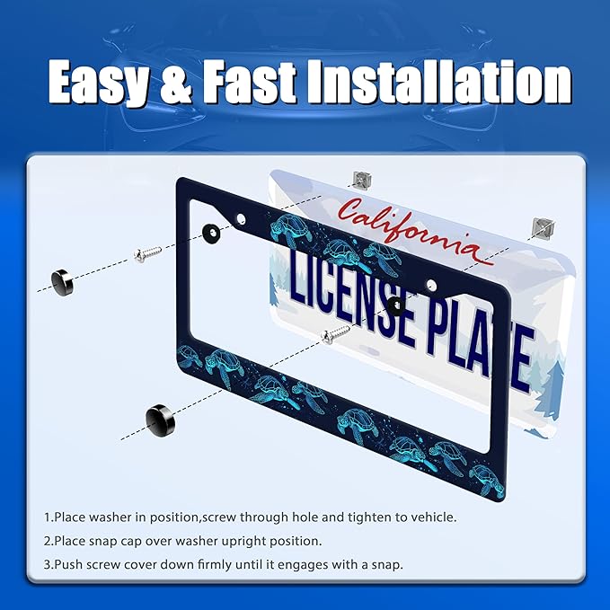 Sea Turtle License Plate Frame Blue Turtles License Plate Stainless Steel Funny - Image 3