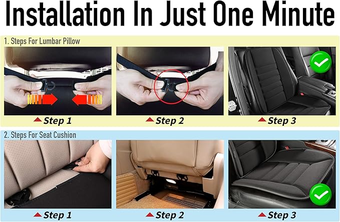 Car Seat Cushion with Back Support Pillow, Comfy Lumbar Support & Seat Cushion - Image 8
