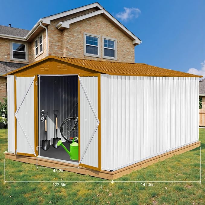 10 x 12 FT Outdoor Storage Shed, Metal Garden Tool Shed - Image 7