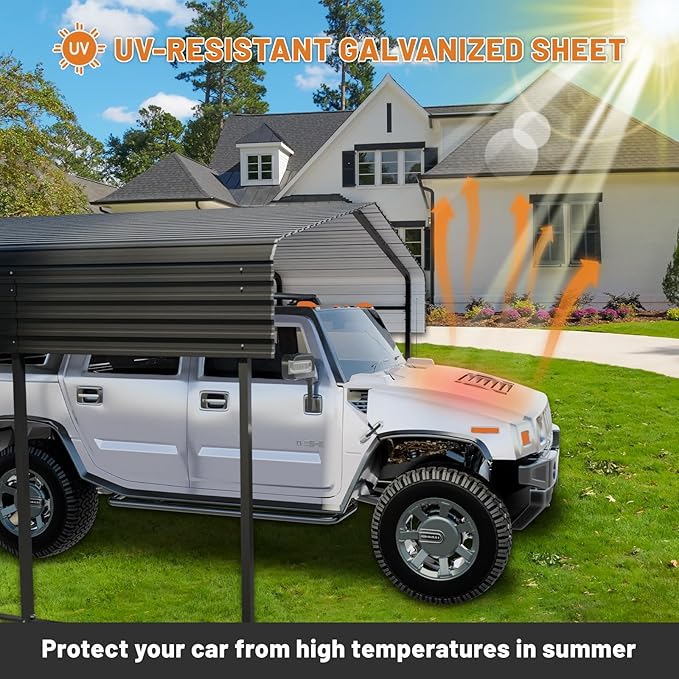 13 x 20 FT Metal Carport with Heavy Duty Galvanized Steel Roof & Durable Frame - Image 6