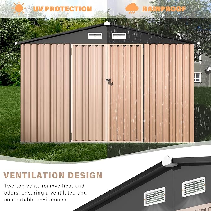 10x12 FT Metal Storage Sheds Outdoor, Metal Yard Sheds Garden Shed Kit - Image 4