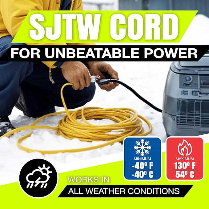 50ft Outdoor/Indoor Extension Cord 10/3 Gauge Ultra Heavy Duty 3 Prong SJTW - Image 8