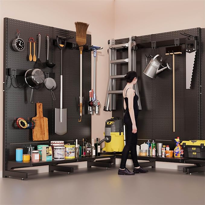 JWX Garage Pegboard Tool Organizer Free Standing, Organizer Storage Rack - Image 4
