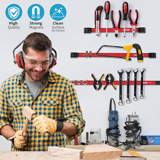 12" 18" 24" Magnetic Tool Holder Strip, Metal Tool Organizer Rack - Image 2