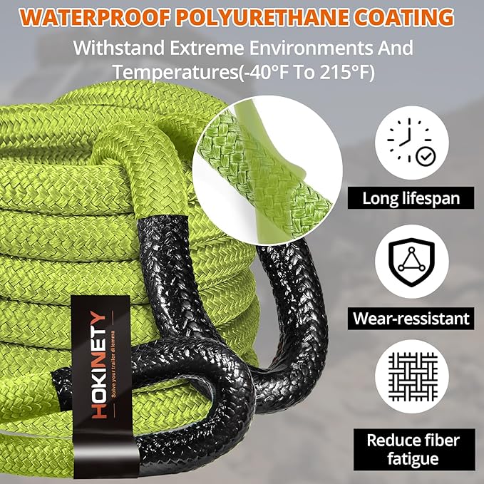 Kinetic Recovery Tow Rope 1-1/8" x20ft Offroad Snatch Strap 48000lbs Heavy Duty - Image 4