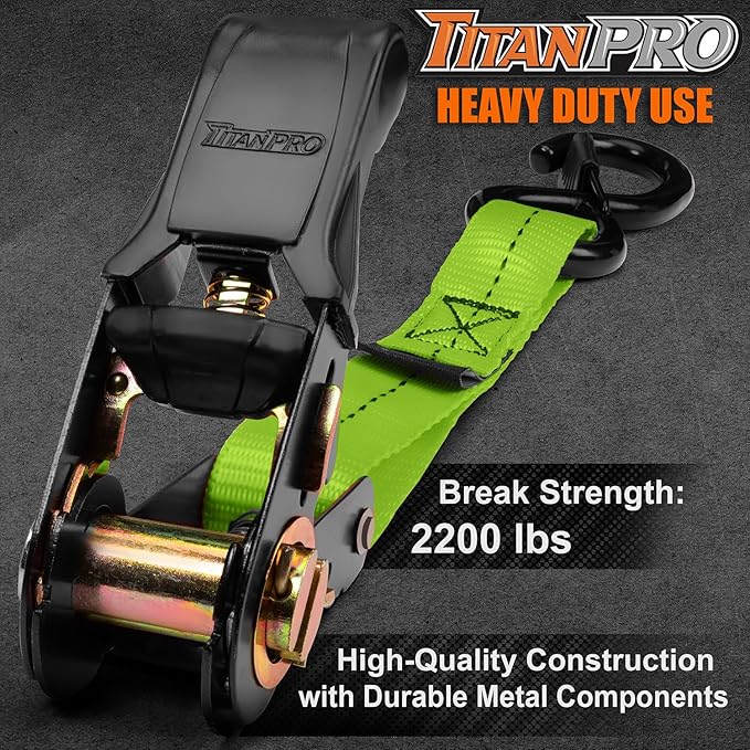 TitanPro Heavy Duty Ratchet Straps 4-Pack - Image 2