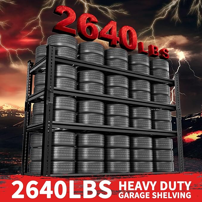 Storage Shelves, Garage Shelving Heavy Duty 2640LBS Capacity, 4 Tier Utility - Image 4