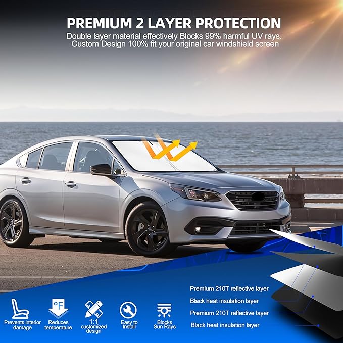 Windshield Sun Shade for S-ubaru Legacy 2020-2025 Foldable Sunshade Custom Fit - Image 3