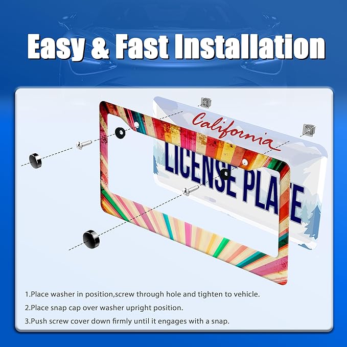 Retro Rainbow License Plate Frame Hippie Rainbow Stripes License Plate - Image 3