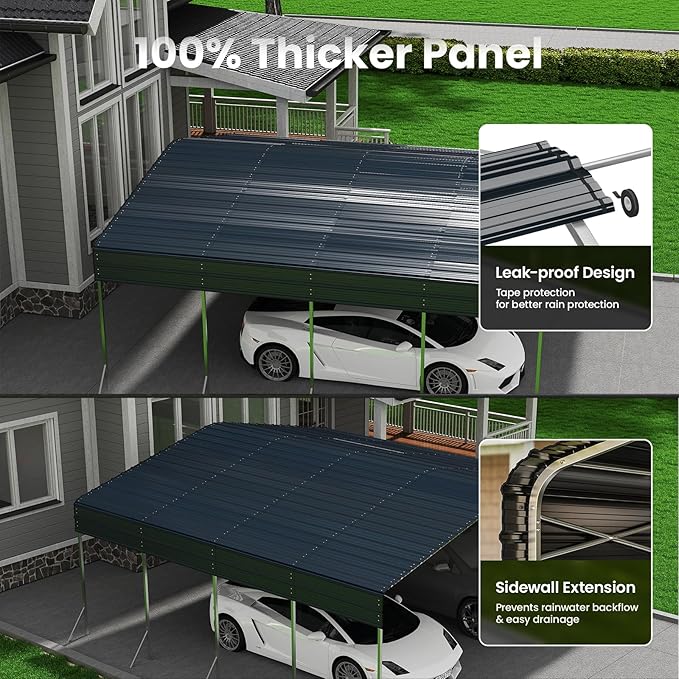 20x20' Heavy Duty Metal Carport – Sturdy Structure, All-Weather Protection - Image 3